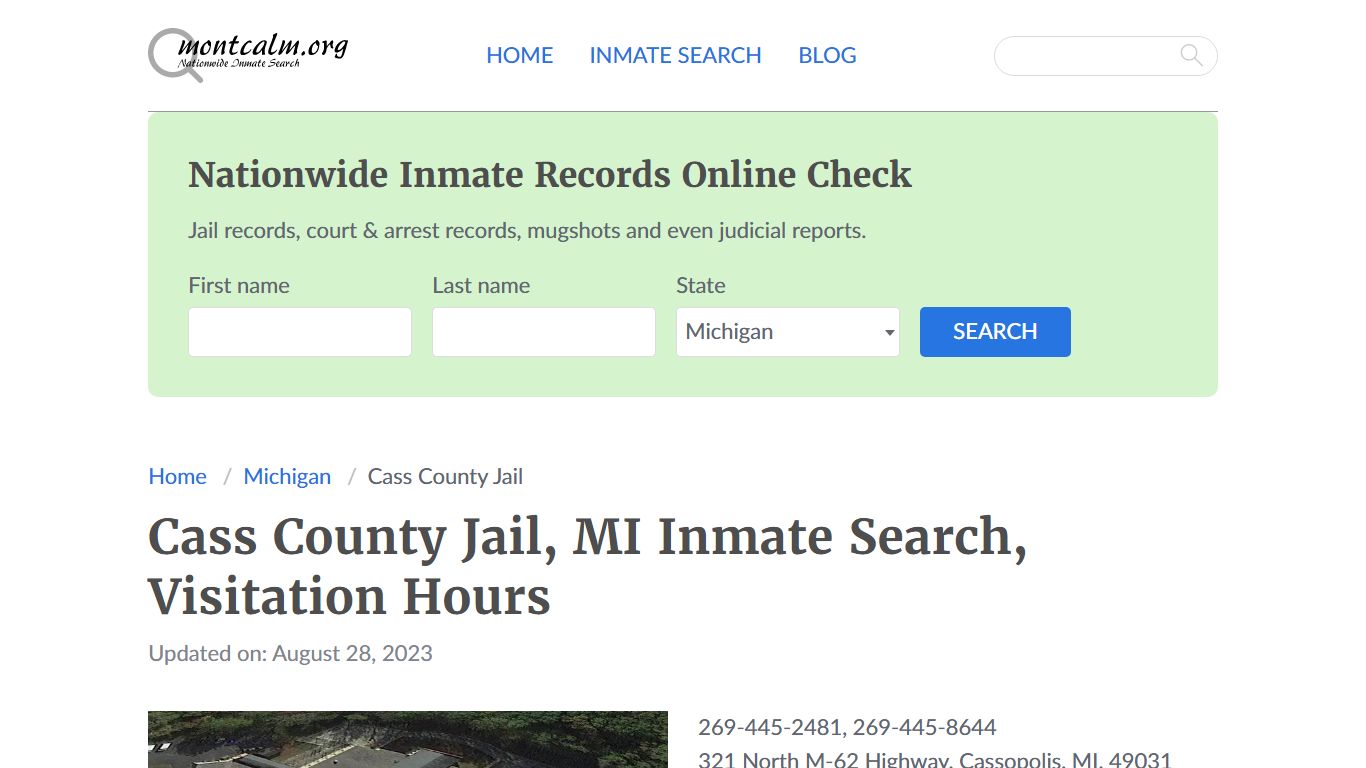 Cass County Jail, MI Inmate Search, Visitation Hours